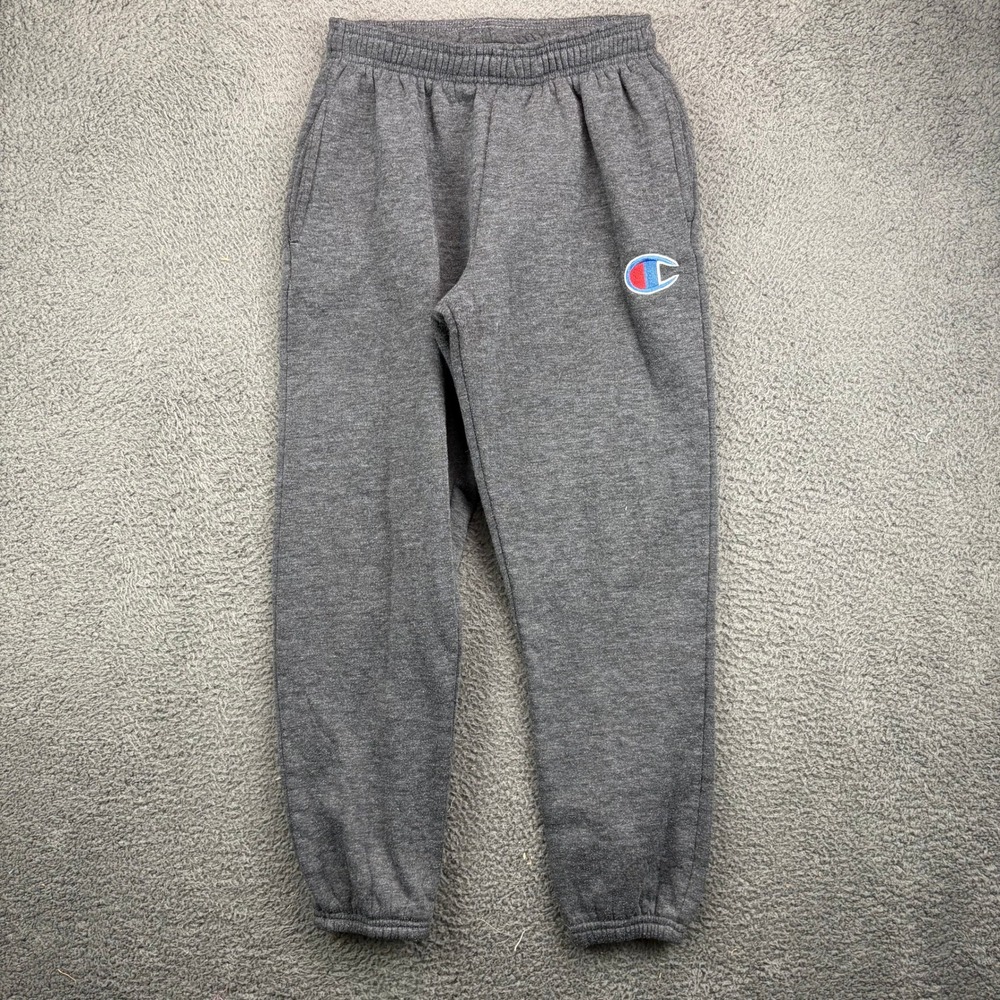 Champion Kids Heather Gray Fleece Jogger Sweatpants C Logo Elastic Waist